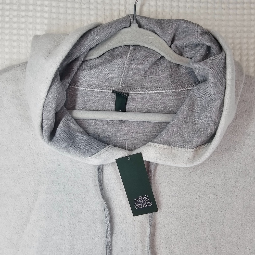 Womens 3X Hoodie Long Sleeve Pullover Heather Gray Plus Size Wild Fable - Picture 8 of 11